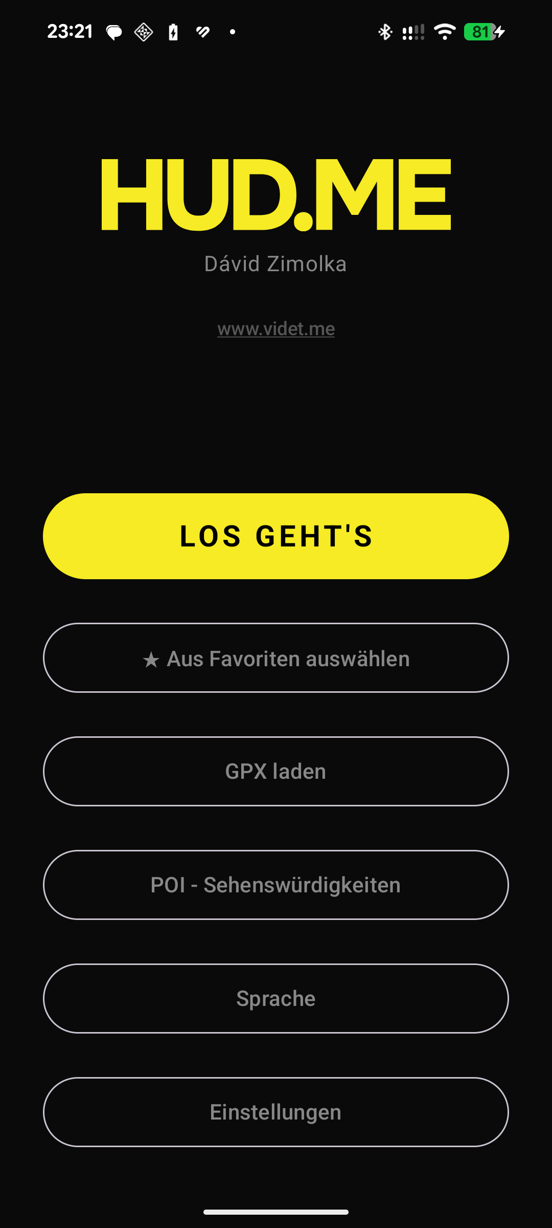 HUD.ME App Screen