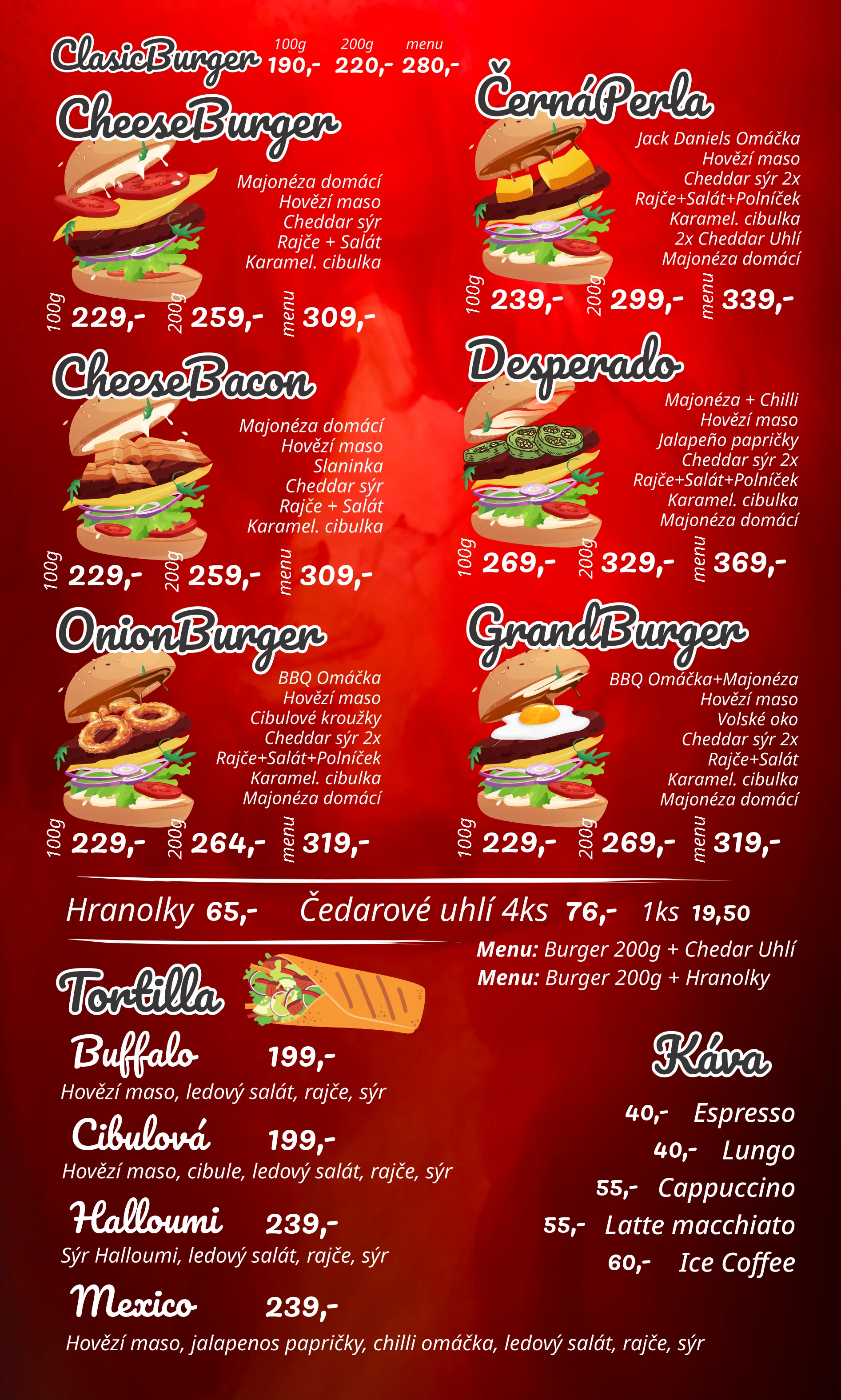 Menu Váš Burger